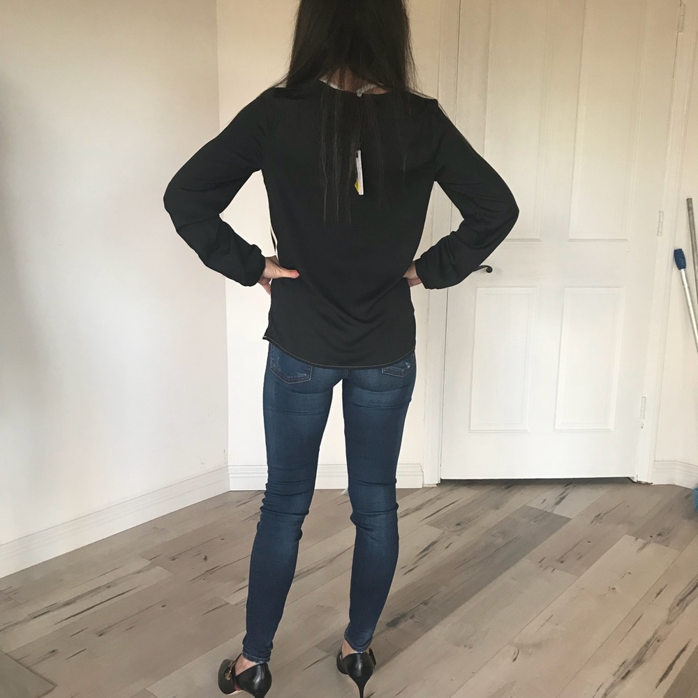 Black blouse with stripe side - Picture 4 of 4